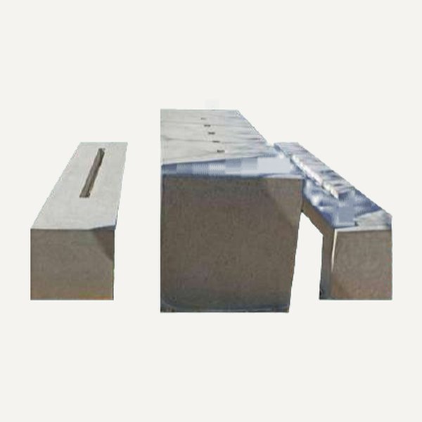 Conjunto Mesa Larga con Bancas de hormigón · Mesas y asientos